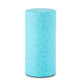 NOREN Japanese Tea Canister Tin (Yuzen Washi Paper - Small Sakura/Blue), 7.06oz Size/Made in JAPAN with Includes Inner Lid of Airtight Damp-Proof/Kitchen Jar for Loose Leaf Coffee Tea Spice and More