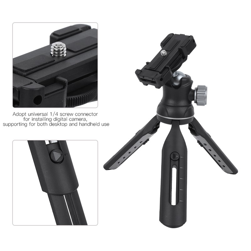 Mini Metal Desktop Tripod Stand Selfie Vlog Handle for Mobile