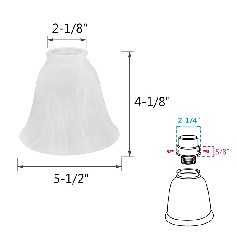 Aspen Creative 23044-4A Transitional Alabaster Bell Shape Ceiling Fan Glass