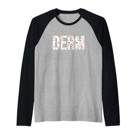Vintage Derm Dermatology Cosmetic Dermatologist Floral Derm Raglan Baseball Tee