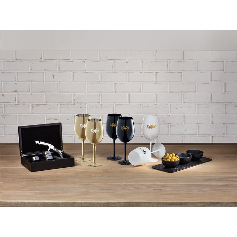 Käfer Goblet Glasses, 2-Piece Mouth-Blown (Black)