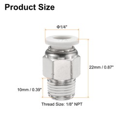 HARFINGTON 5pcs Push to Connect Fitting 1/4" Tube OD x 1/8" NPT Thread Male Straight Union Fitting Copper Quick Connect Pneumatic Fitting for Semi Truck Trailer Air Brake System, White