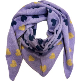 Jeamis XXL Triangle Knitted Scarf Heart Pattern Warm Winter Scarf Fashion Scarf Autumn Spring Tube Scarf Triangle Scarf Stole Wool Scarf, purple