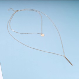 Andelaisi Boho Sequin Necklace Layered Metal Bar Pendant Necklace Vintage Long Necklaces Chain Coin Disc Necklace Jewelry for Women