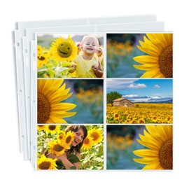 Dunwell 12x12 Scrapbook Page Protectors - 4x6 Photo Album Pages for 3-Ring Binder, (50-Pack, Horizontal Layout), Holds 600 Pictures, Durable Refill Sleeves, Scrapbooking, Fits Pioneer & WRMK Albums