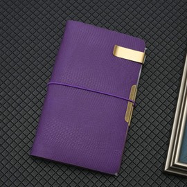 Wonderpool Leather Journal Lined Paper Notebook & Pen - Refillable 6 Ring Binder Writing Spiral Diary with Ruled Notepads Vintage Cover for Office Travel Work and Plan Agenda (b-Purple, A6)