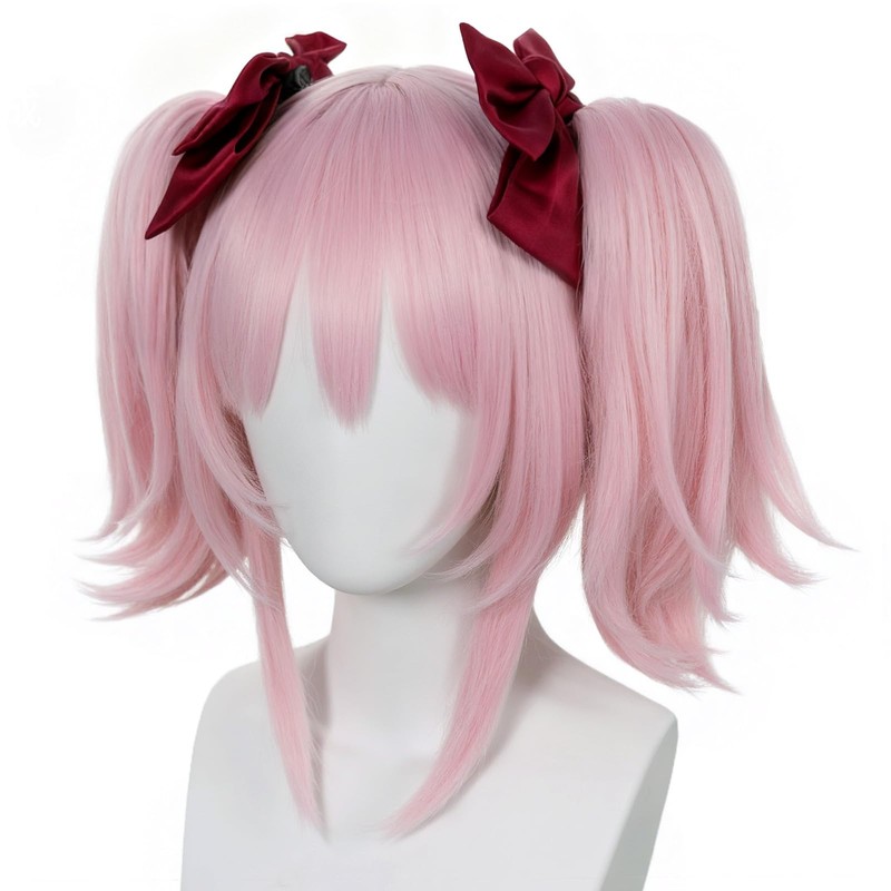 ESUNO Pink Pigtail Wig Pink Ponytail Wigs for Women Pastel