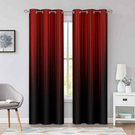 BSPPTI Abstract Curtains for Bedroom 42x84inch Ombre Window Curtain Red and Black Blackout Curtains Insulated Room Darkening Window Drapes for Living Room 2 Panels