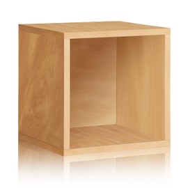 Way Basics Modular Vintage Vinyl Record Storage Blox Cube, Organizer Shelf (Fits 65-70 Album) Natural