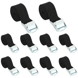 Kievano Tie Down Straps Set - 10 Pieces 25mm x 1m with Clamping Lock, Adjustable Lashing Straps for Car, Bike, Motorcycle, Luggage, Camping and More