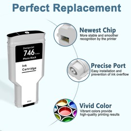 KSUMEI 746 Ink Cartridge HP 746 Photo Black P2V82A Replacement DesignJet Z6 DesignJet Z9+ Large Format Printer 300ml 1-Pack