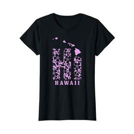 Women's Hawaii HI Hawaiian Islands Map Surfer Hilo Maui T-Shirt, black, s