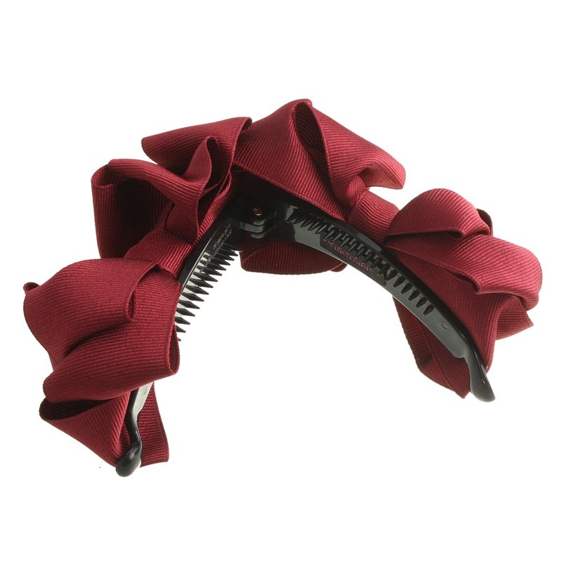 Vingtaine H-503-WI Voluminous Ribbon Banana Clip, Grosgrain, Hair Clip, Hair