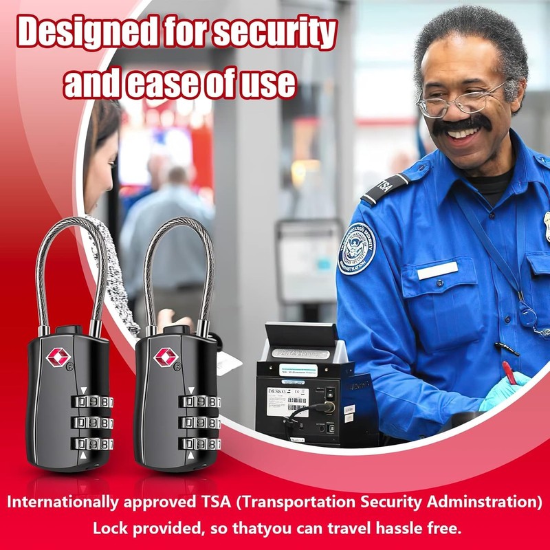 6PACK TSA Approved Luggage Combination Locks,Travel Suitcase Lock with Zinc