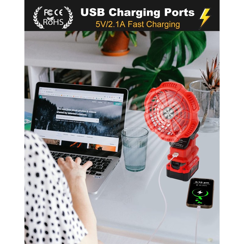 Taingwei Portable Clip on Fan for Craftsman V20 Battery,20V Battery