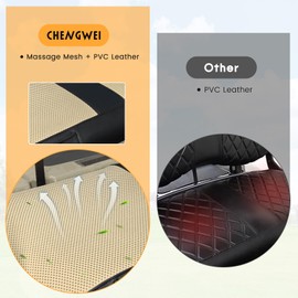 CHENGWEI Golf Cart Seat Covers for Club Car DS Pre-2000 Front Standard Seat,Breathable Air Mesh and Leather,Adjustable Straps and Drawstring No Nails Required,Front Storage Pouch(Beige)