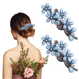 Jodsen Diamond Hair Clips, 2 Pcs Flower Hair Barrettes Hair Accessories and Girls, Diamond Flower Hair Slides Hair Styling Accessories Daily, Birthday, Wedding, Party, Dating, Dinners (Purple)