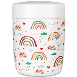 Charcy 9oz Stainless Steel Vacuum Insulated Kids Food Jar - Soup Thermo for Hot & Cold Food - White Rainbow