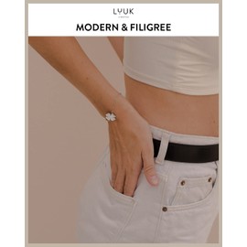 LUUK LIFESTYLE Stainless steel bracelet with four-leaf clover pendant, lucky charm, gift for every occasion, travel, exam, new job, modern style jewelry for women, 8”, daily wear, silver