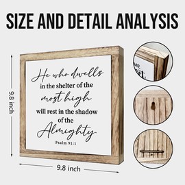 Scripture Sign, Psalm 91:1 Sign, He Who Dwells in the Shelter Sign, Wooden Plaques Box Signs, Bible Verse Scripture Decor, Farmhouse Decor for Shelf, Religious Home Decor, Living Room Desk Decor