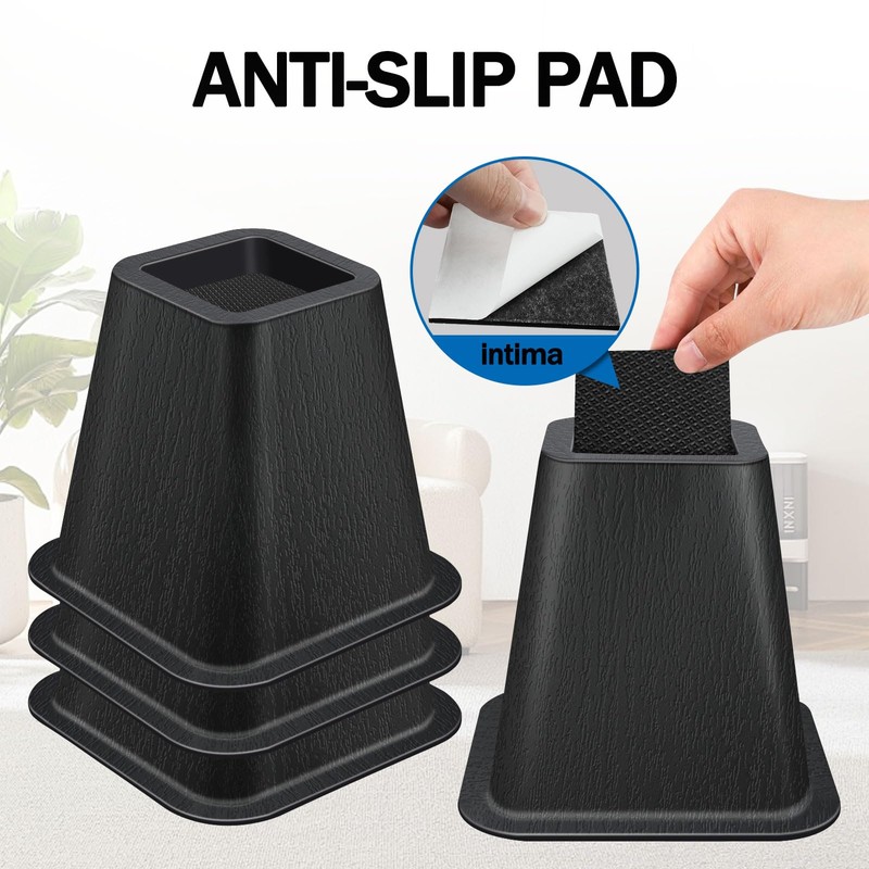 ANNKUT 6 Inch Heavy Duty Bed Risers, Furniture Risers for