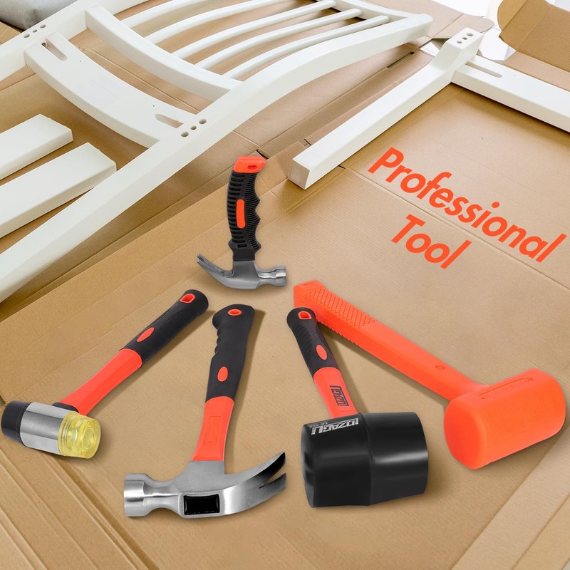LOZAGU 5-Piece Hammer Set, 2LB Dead Blow Hammer | 16oz