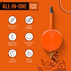 Tubolito Tubo-MTB 26" x 1.8-2.5 Inch, 42mm Presta Valve | Light, Strong & Compact | 2X Puncture Protection | Standard & Plus Size Tires