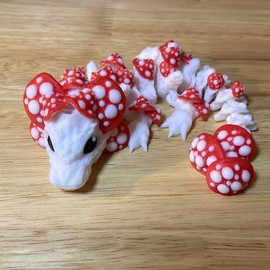 Adorable Baby Mushroom Dragon Articulated Figure, 3D Printed. animal figurine - Color: Purple body green caps