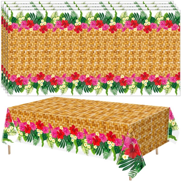 Mindsoft 4 Pcs Hawaiian Luau Party Table Cover 54'' x