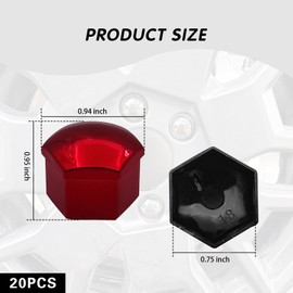 Damwot 20PCS Lug Nut Covers, 19mm Hexagonal Nut Covers with Removal Tool, Car Wheel Nut Caps, Wheel Center Bolt Caps, Universal for Most Car Lug Nut Caps, Automotive Exterior Accessories (Red)