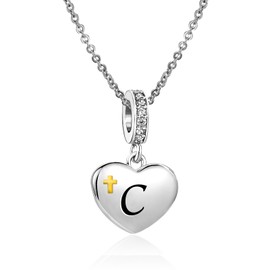 JMQJewelry Religious Cross Letter C Initial Alphabet Grandma Granddaughter Heart Love Necklace for Women Pendants Charms Birthday Thanksgiving