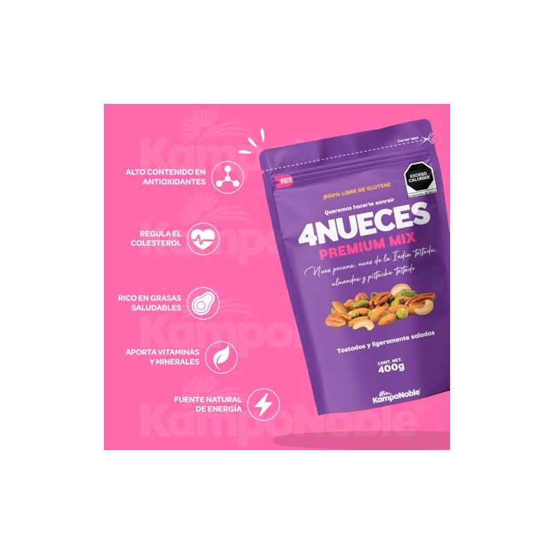 KampoNoble Trail Mix Nuez Pecana Almendra Nuez de la India