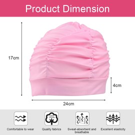 CAREDGO Pack of 2 Swimming Caps, Women's Swimming Cap, Long Hair Swimming Cap, Elastic Swimming Cap, Made of Polyester, Swimming Caps, Summer Swimming Caps, Adults, Black and Pink Swimming Caps for
