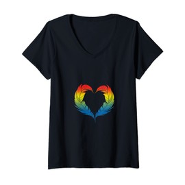 Womens Bird Heart Design for colorful Bird Fans V-Neck T-Shirt