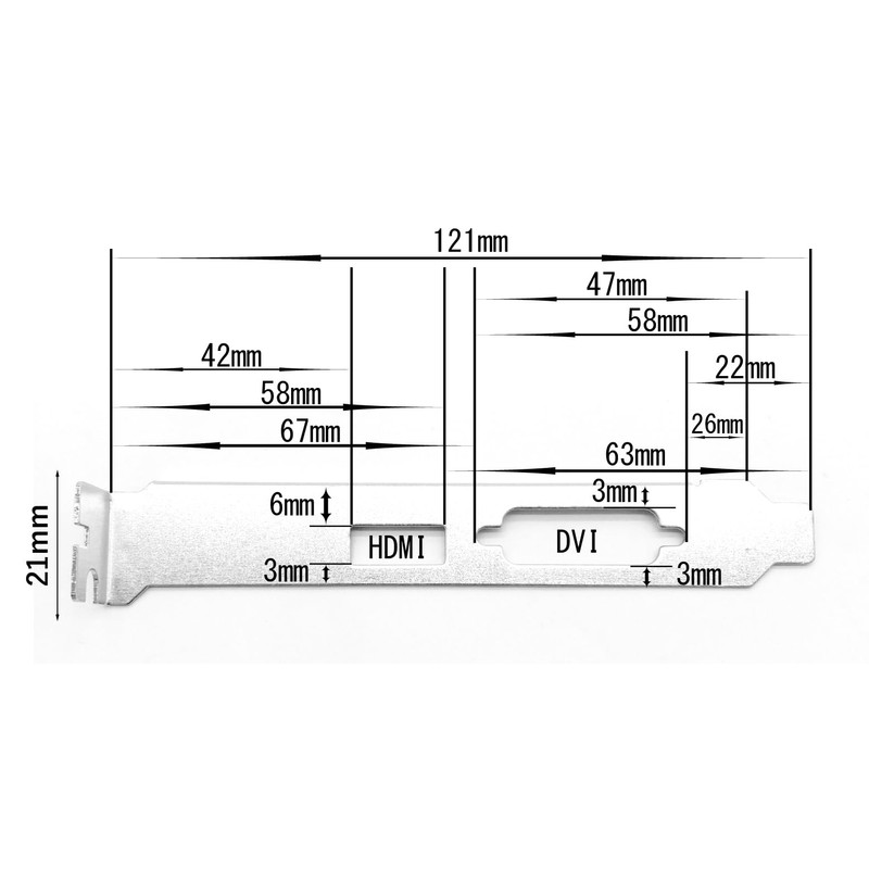 Audiophan PCI Slot Universal Bracket for DVI HDMI Product Size