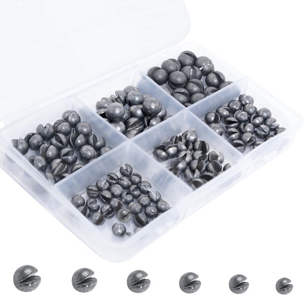 125PCS Split Shot Fishing Weights Round Removable Fishing Sinkers for