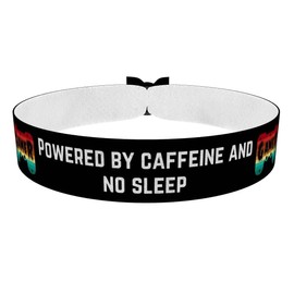 Stoffarmband Powered by Caffeine and No Sleep Gamer - Wasserfestes Satin Armband - Gamer Merchandise - Zocker Geschenksidee - Gaming Zubehör - E-Sport Accessoires - Cooles Geschenk für Gamer