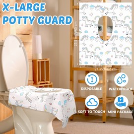100 Pcs Toilet Seat Covers Disposable for Kids Toddler Extra Large Paper Potty Seat Cover Individually Wrapped Portable Toilet Training Liners for Travel Toilet Seat Covers Public Restrooms (Unicorn)