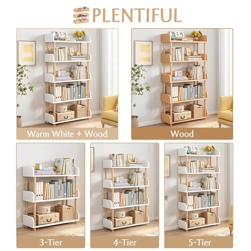OSCHF 5-Tier Wooden Open Bookcase - Modern Display Bookshelf with