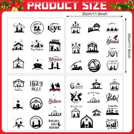 80 Pieces Nativity Mason Jar Vinyl Decals Nativity Stickers Nativity Manger Scene Sticker Santa Wreath Christmas Stickers for Glass Jar Window Bottle Gift Box Decorations, 40 Styles (Nativity)