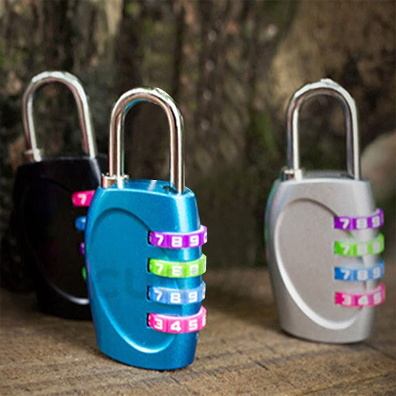 4 Digit Password Combination Padlock, 2Pcs Black/Sliver/Blue Resettable Waterproof Padlock