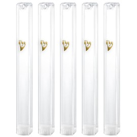 SUPER STAM MEZUZAH CASE Holder (shidell) בית מזוזה Plastic Rectangle Shape Silver shin Waterproof Rubber Cork lot of 5 (CLEAR GOLD, 15 CM)
