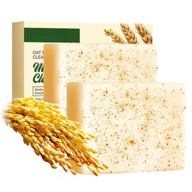 2PCSOatmeal & Glycerin Soap Bar-Exfoliating Body Scrub -Hyperpigmentation Treatment, Face & Mens Soap for Acne, Dark Spots & Smooth Skin - Hydrating, Vegan & Cruelty-Free-100g