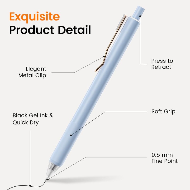 BIYUNRO Gel Pens - Black Ink 4pcs 0.5 mm Fine