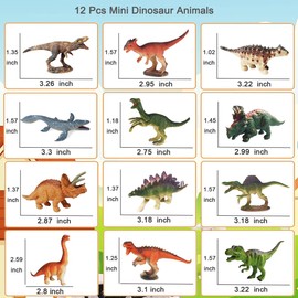 RUSON 12 Pcs Mini Dinosaur Animals Figures Toys, Realistic Dinosaur Playset Figurines Cake Topper Toy Set Christmas Birthday Easter Egg Gift Party Supplies for Kids Toddlers