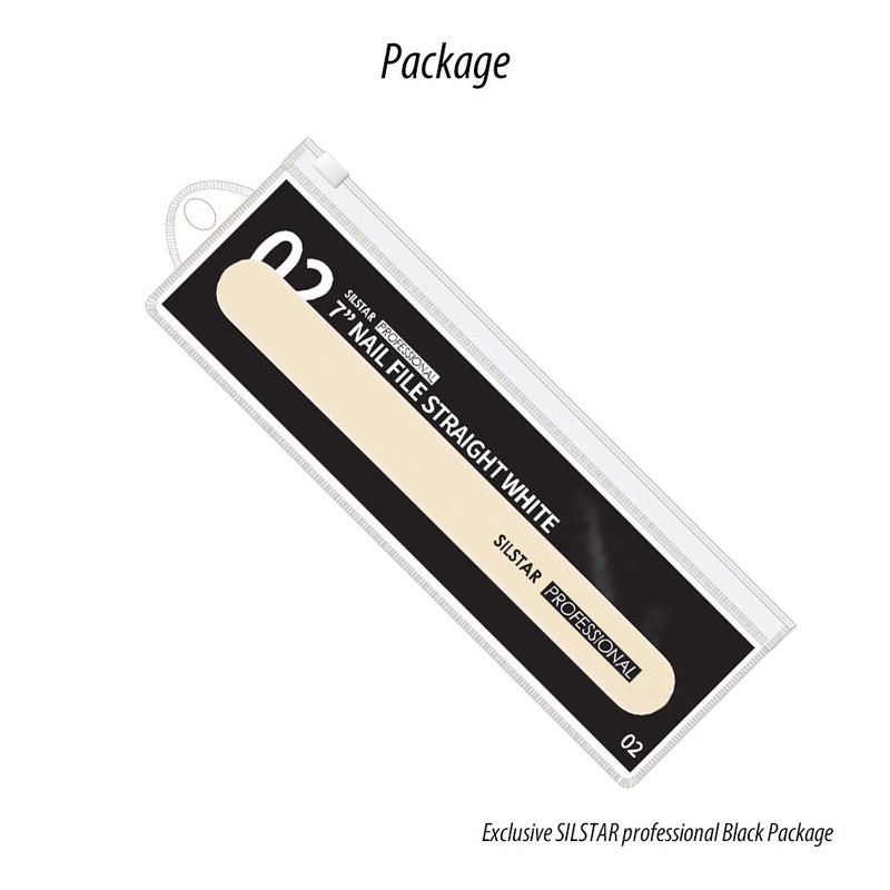 SILSTAR PROFESSIONAL 7" NAIL FILE STRAIGHT WHITE 100/180 MADE IN