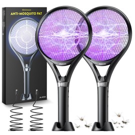 Minimoon 2Pack Electric Fly Swatter with LED Display, 2000mAh Rechargeable Fly Swatter Racket, 2500V Bug Zapper Racket Dual Modes, Mosquito Killer Lamp with 3 Layers Safety Mesh for Indoor Outdoor