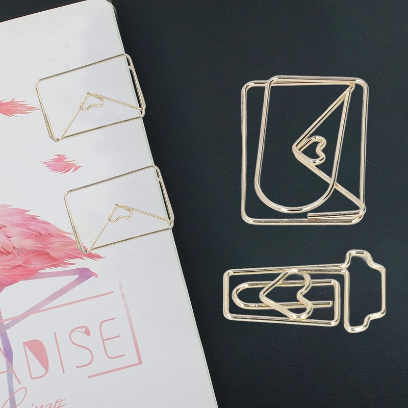 100Pcs Funny Planner Clips Anti Rust Electroplating Process Envelope Coffee
