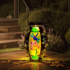 VEWOGARDEN Dragonfly Solar Lanterns Outdoor Waterproof Hanging Solar Lantern Decorative Outdoor LED Lantern Lights for Patio Yard Table Garden Decor