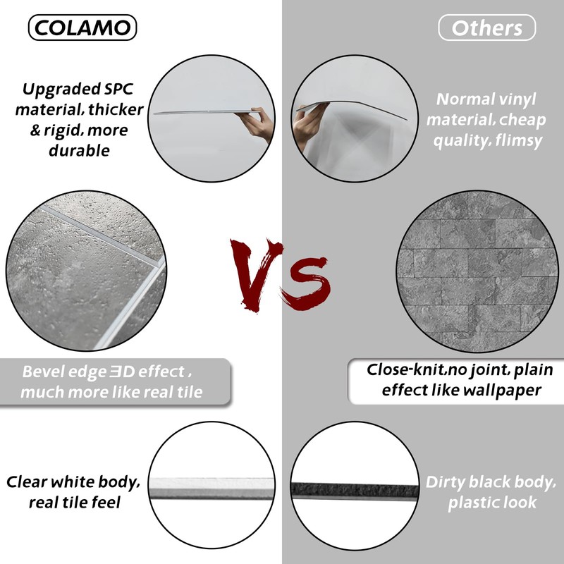 COLAMO Luxury 10 Sheet Thicker Rigid Dark Concrete Gray Peel